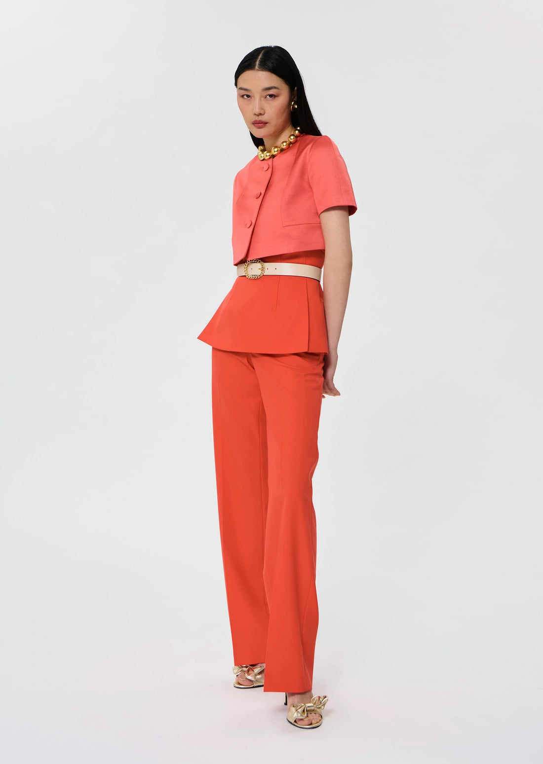 Verdi red satin linen jacket Tara Jarmon