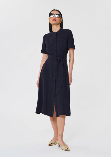 Ricochet midnight-blue fluid crepe dress