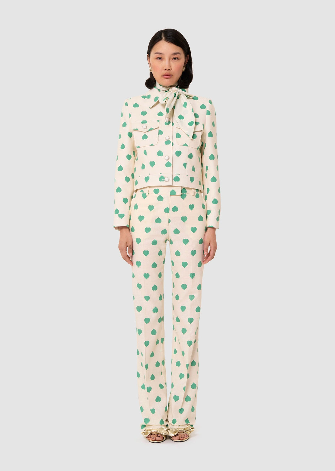 Vascano green hearts print jacket Tara Jarmon