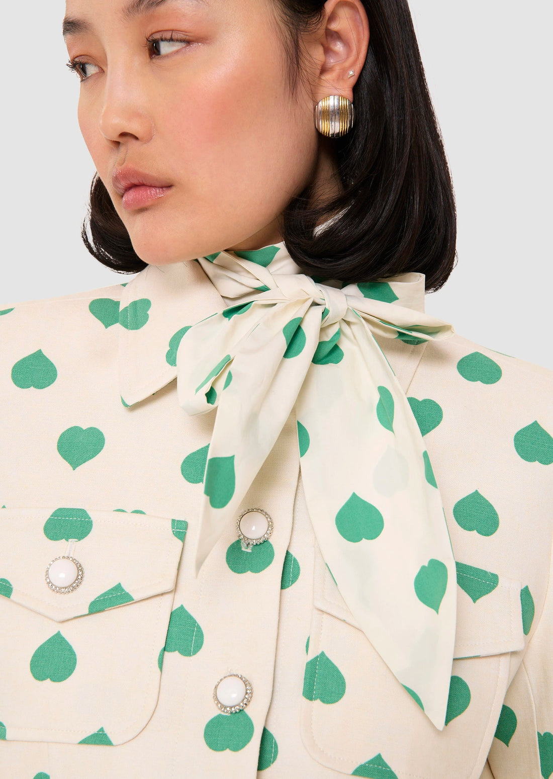Vascano green hearts print jacket Tara Jarmon