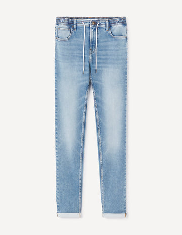 5 poches denim effet maille