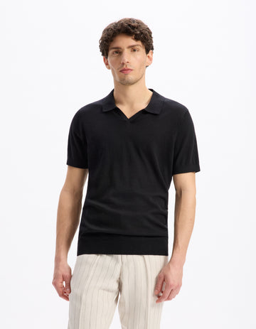 Lecesar Black Short Sleeves Polo