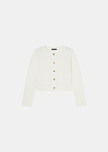 Tara Jarmon ecru wool cardigan with gold buttons