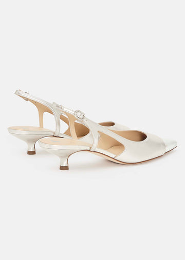 Kaia silver metallic leather loafers