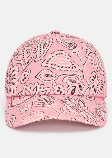 Carole pink bandana pattern cotton and linen cap