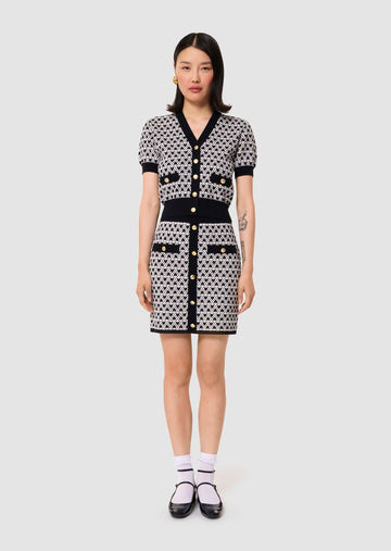Gavril ecru cotton cardigan with jacquard heart pattern