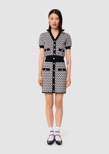 Gavril ecru cotton cardigan with jacquard heart pattern
