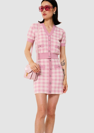 Gavril pink gingham cardigan