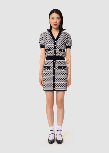 Jani ecru cotton skirt with mini heart print