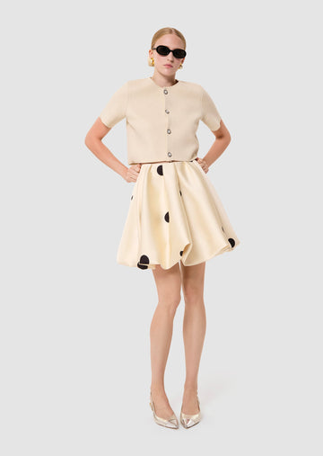 Joane ecru with large black ploka dots skirt