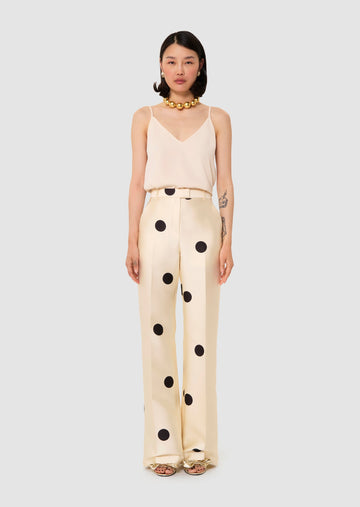 Pitt ecru with large black polka dots pants
