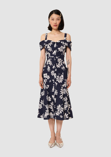Raquelita midnight blue floral print dress