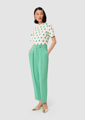 Taralovely ecru t-shirt with green hearts