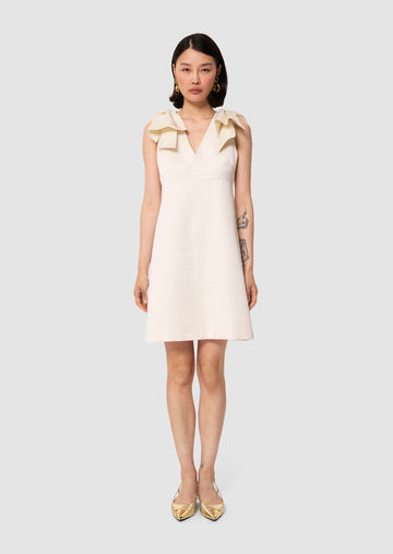 Remarquable ecru satin linen dress by Tara Jarmon Lebanon