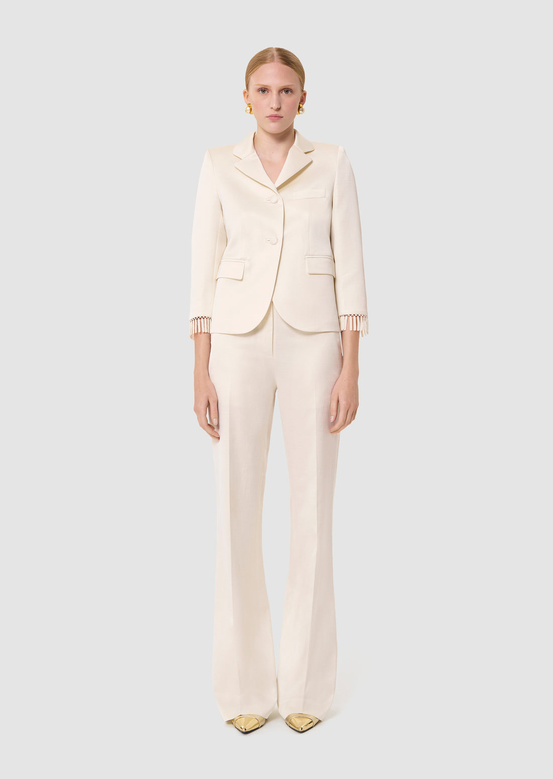 Valensole ecru satin linen jacket by Tara Jarmon Lebanon
