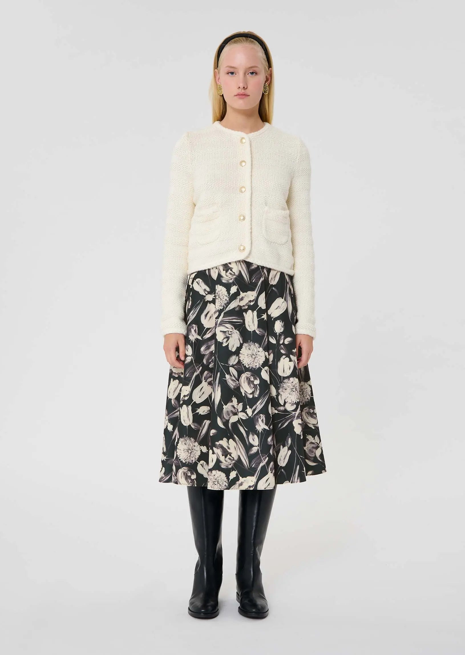 Giuda ecru wooton and wool cardigan Tara Jarmon
