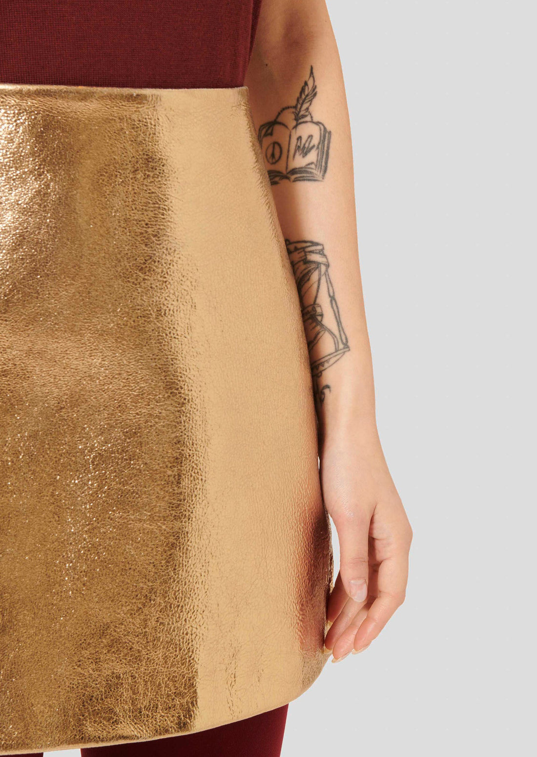 Josia golden leather skirt by Tara Jarmon Lebanon
