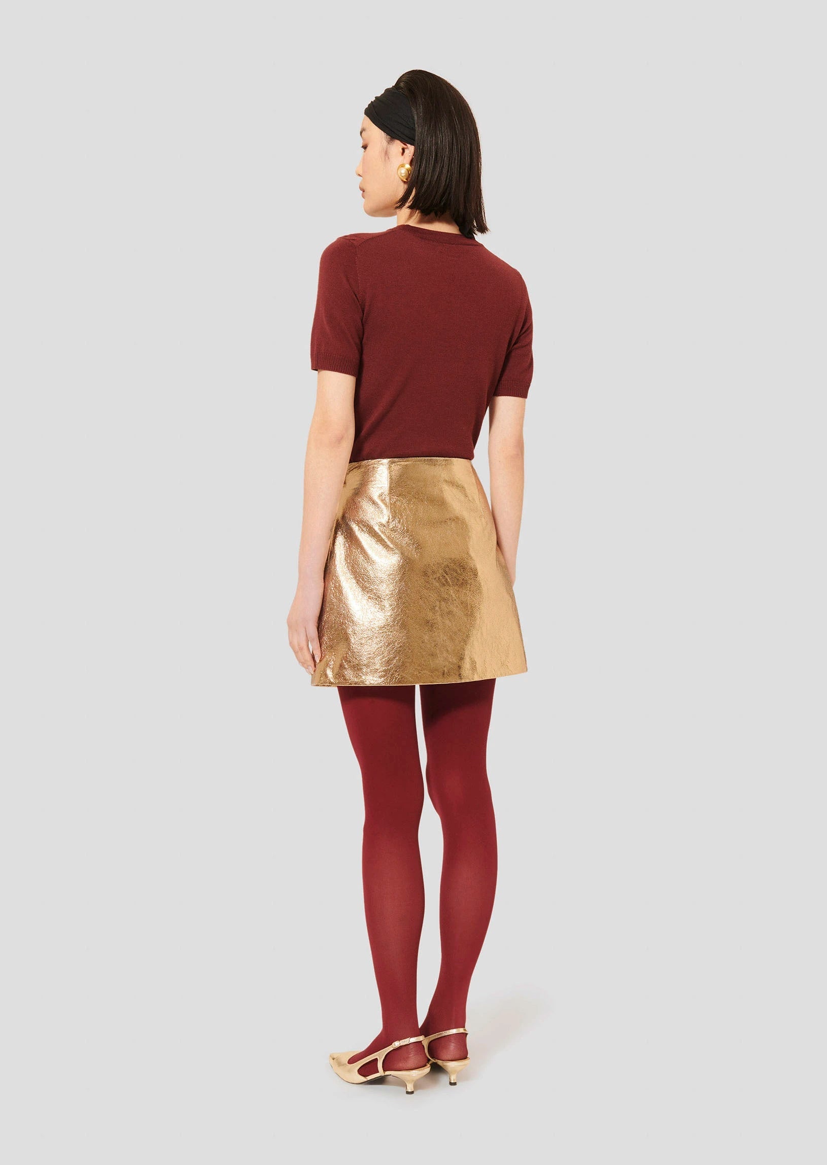 Josia golden leather skirt Tara Jarmon