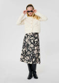 Joe black with ecru tulip print skirt Tara Jarmon