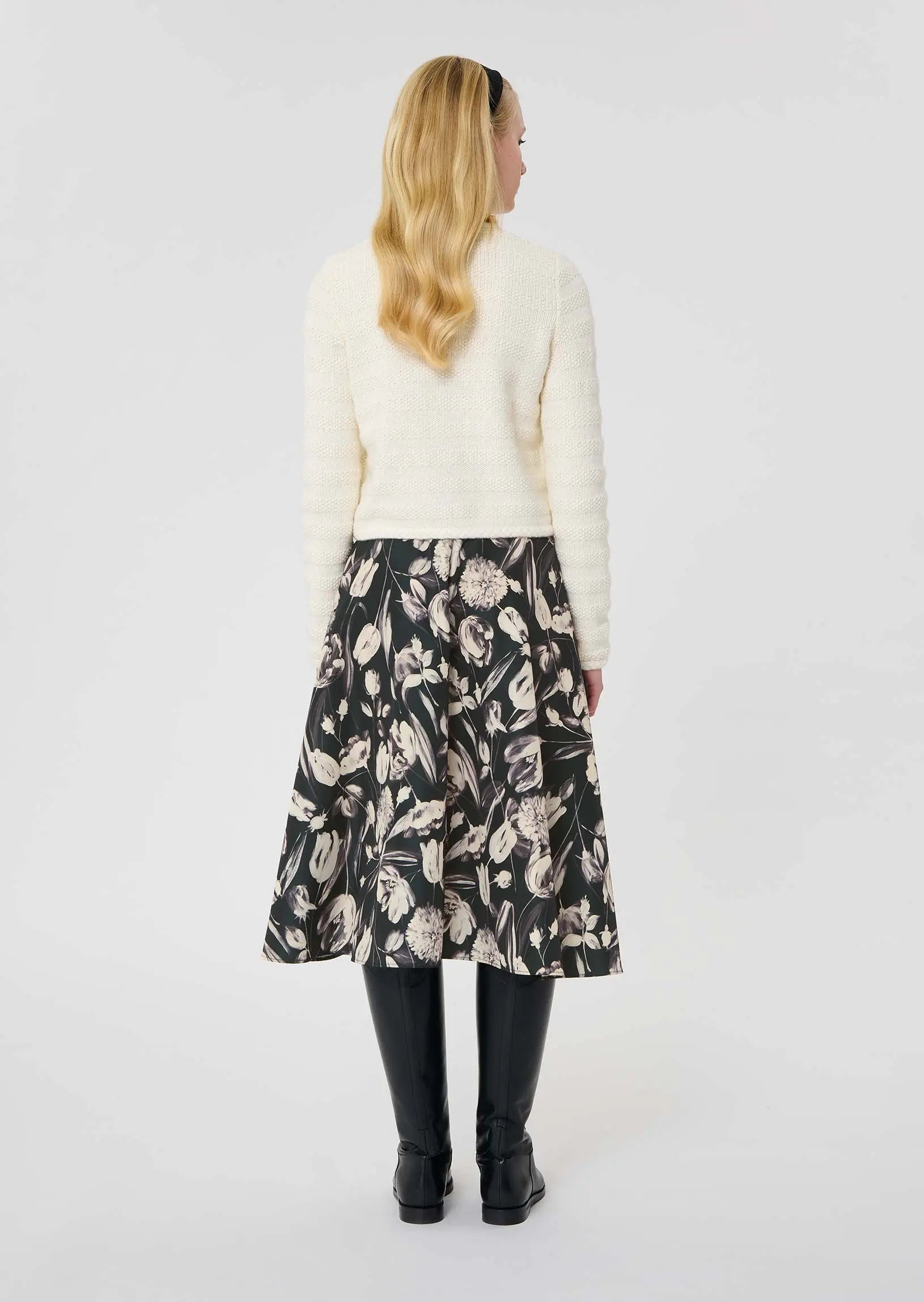 Joe black with ecru tulip print skirt Tara Jarmon