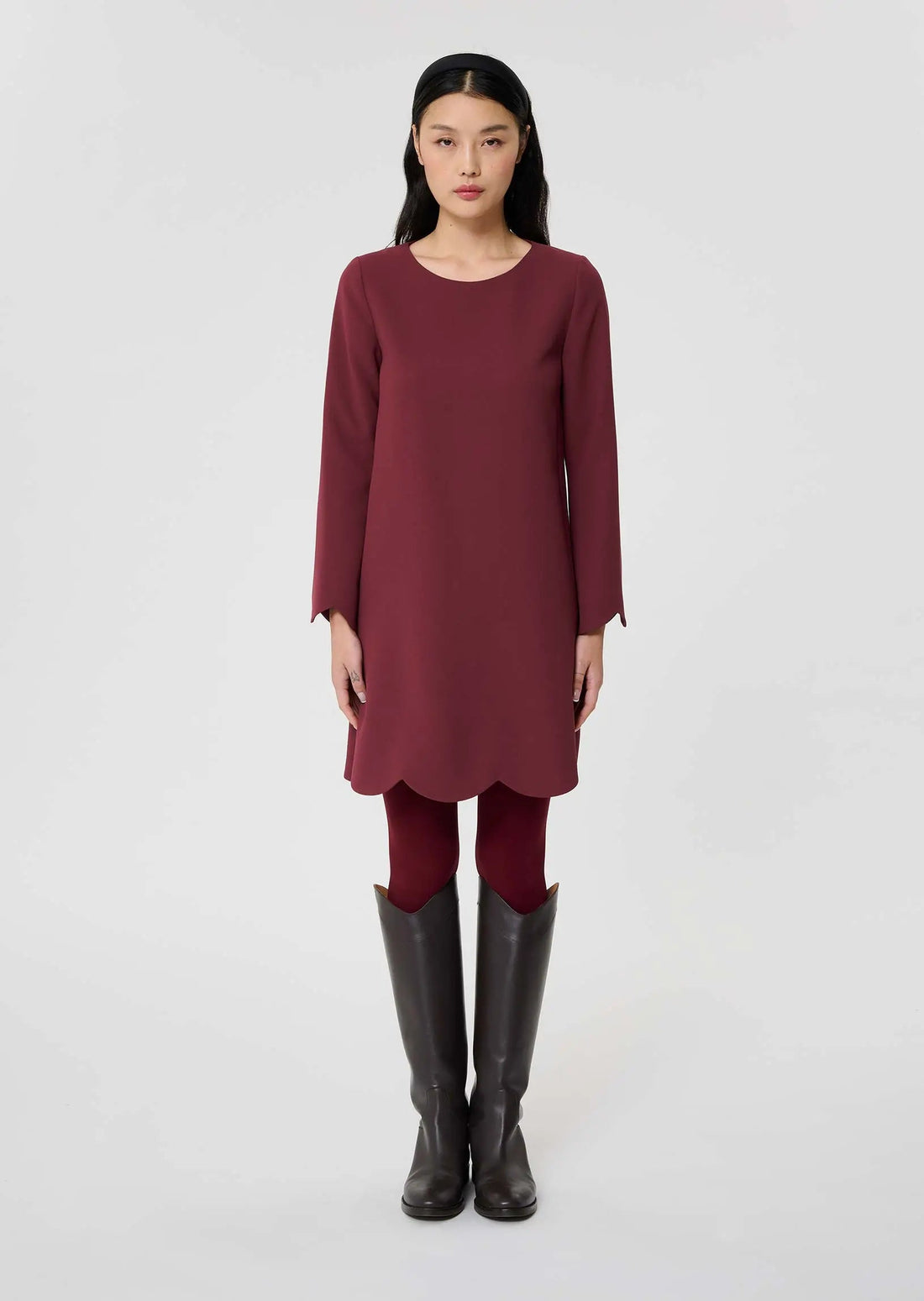 Rolie burgundy crepe dress | Tara Jarmon Lebanon BeytMod Rolie burgundy crepe dress | Tara Jarmon Lebanon BeytMod