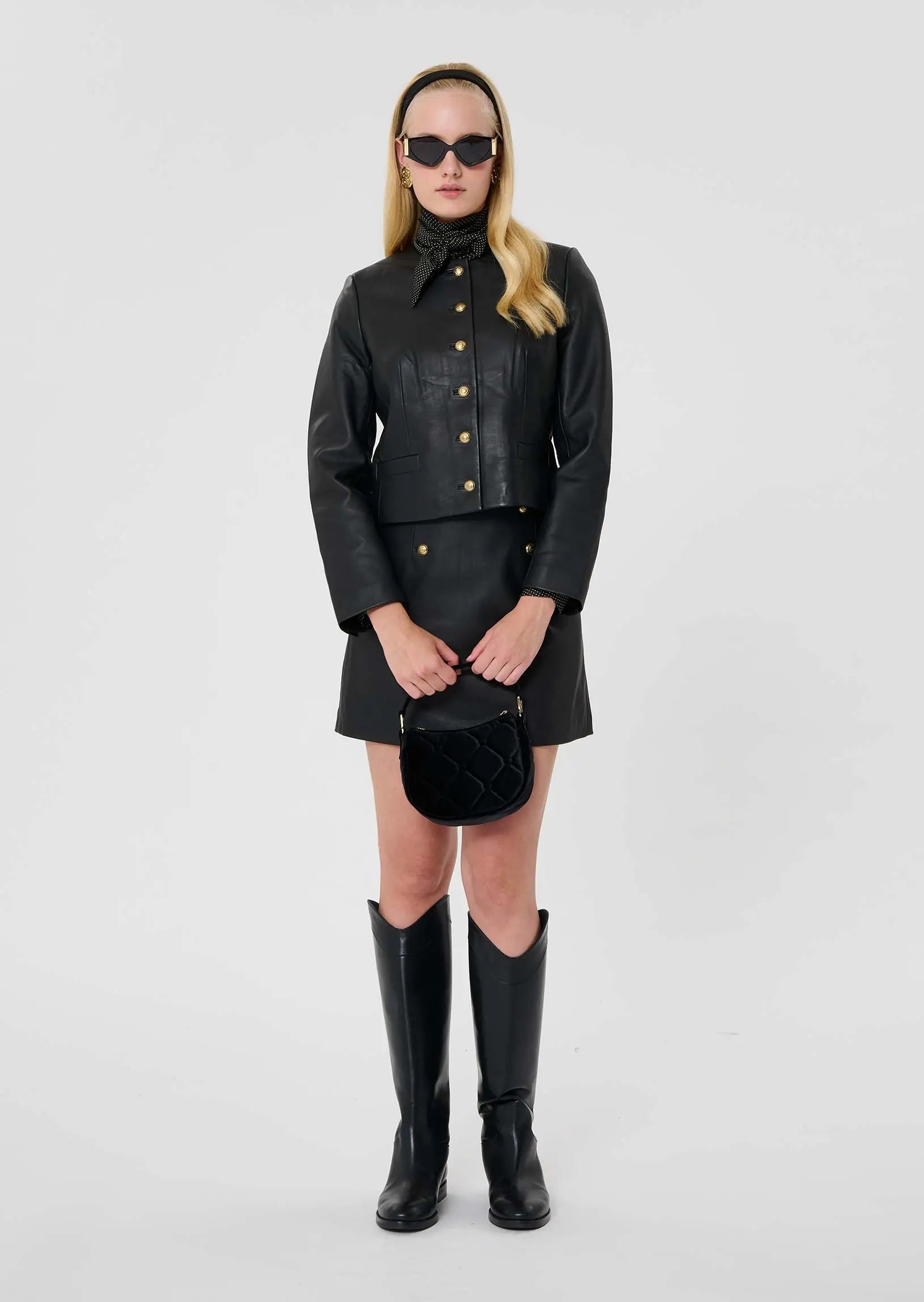 Vesna black leather jacket Tara Jarmon