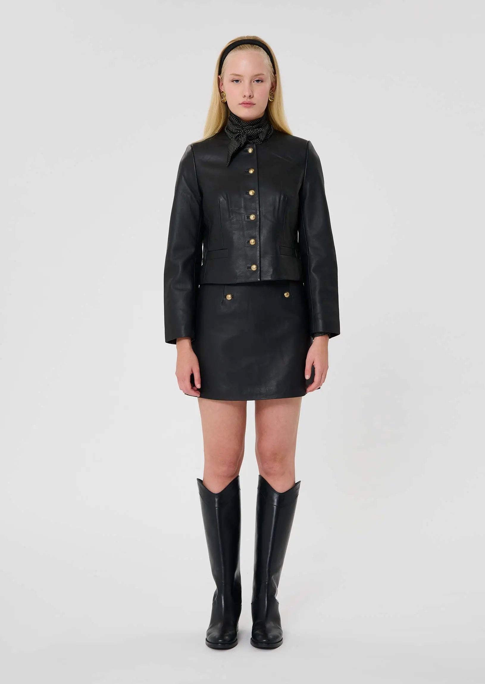 Vesna black leather jacket Tara Jarmon