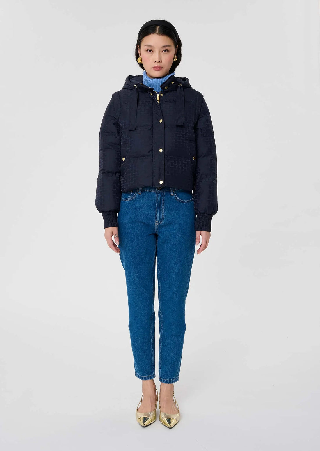 Daisy matte midnight blue down jacket Tara Jarmon