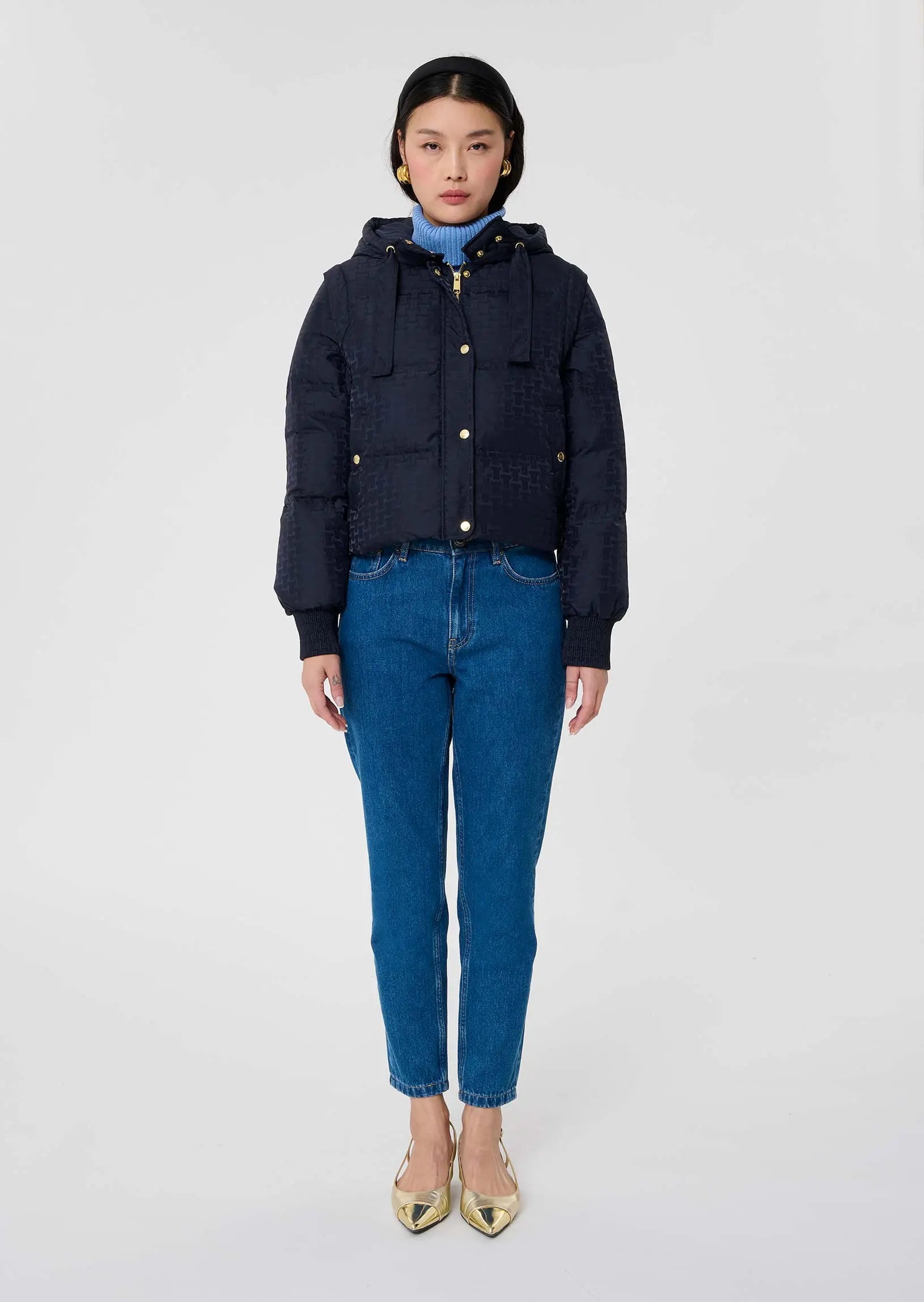 Daisy matte midnight blue down jacket Tara Jarmon