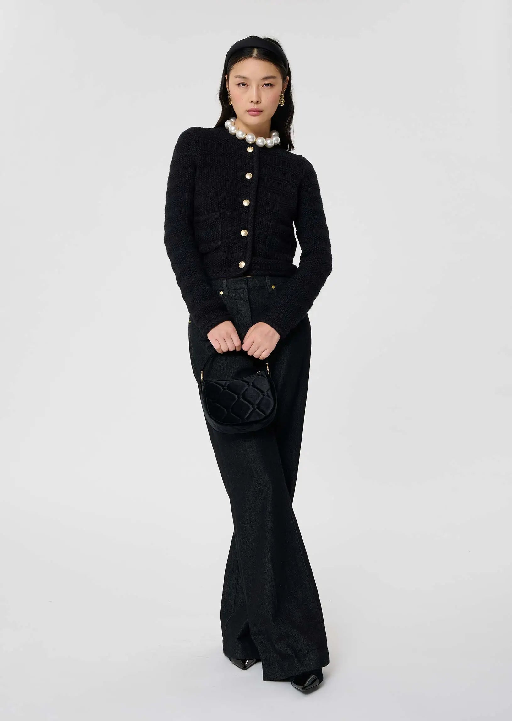 Giuda midnight blue wooton and wool cardigan Tara Jarmon