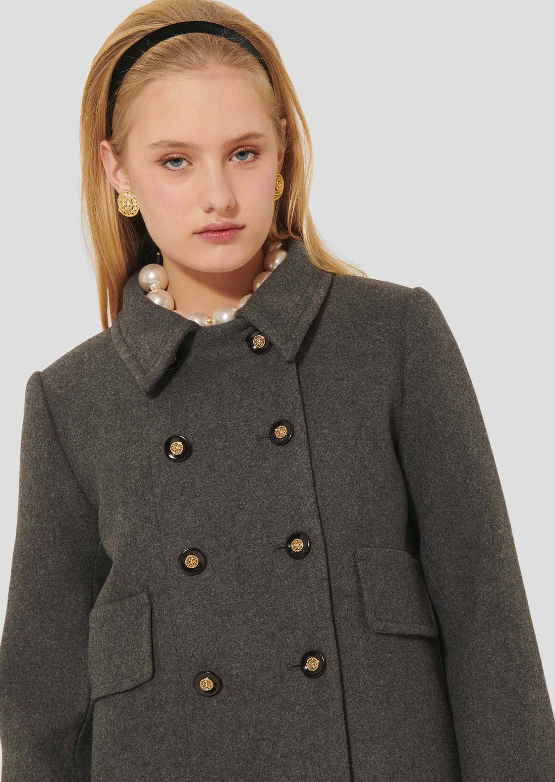 Marceau grey caban coat by Tara Jarmon Lebanon