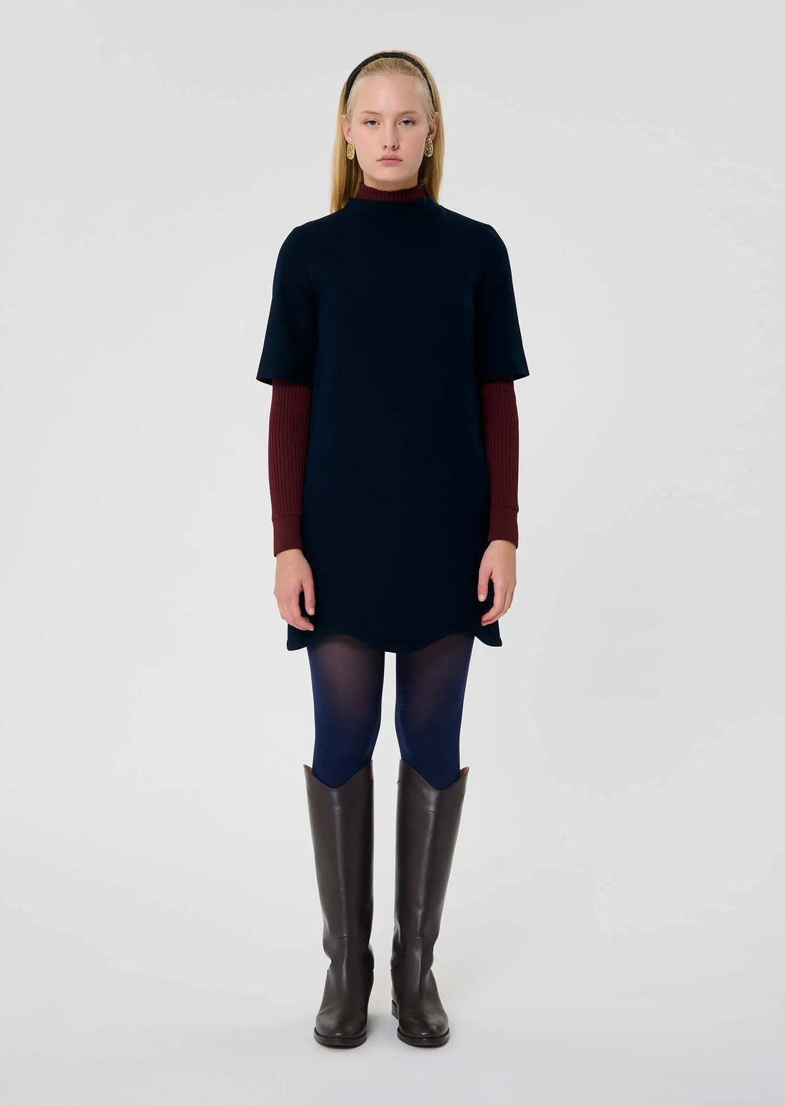 Rayme midnight blue double canvas dress Tara Jarmon