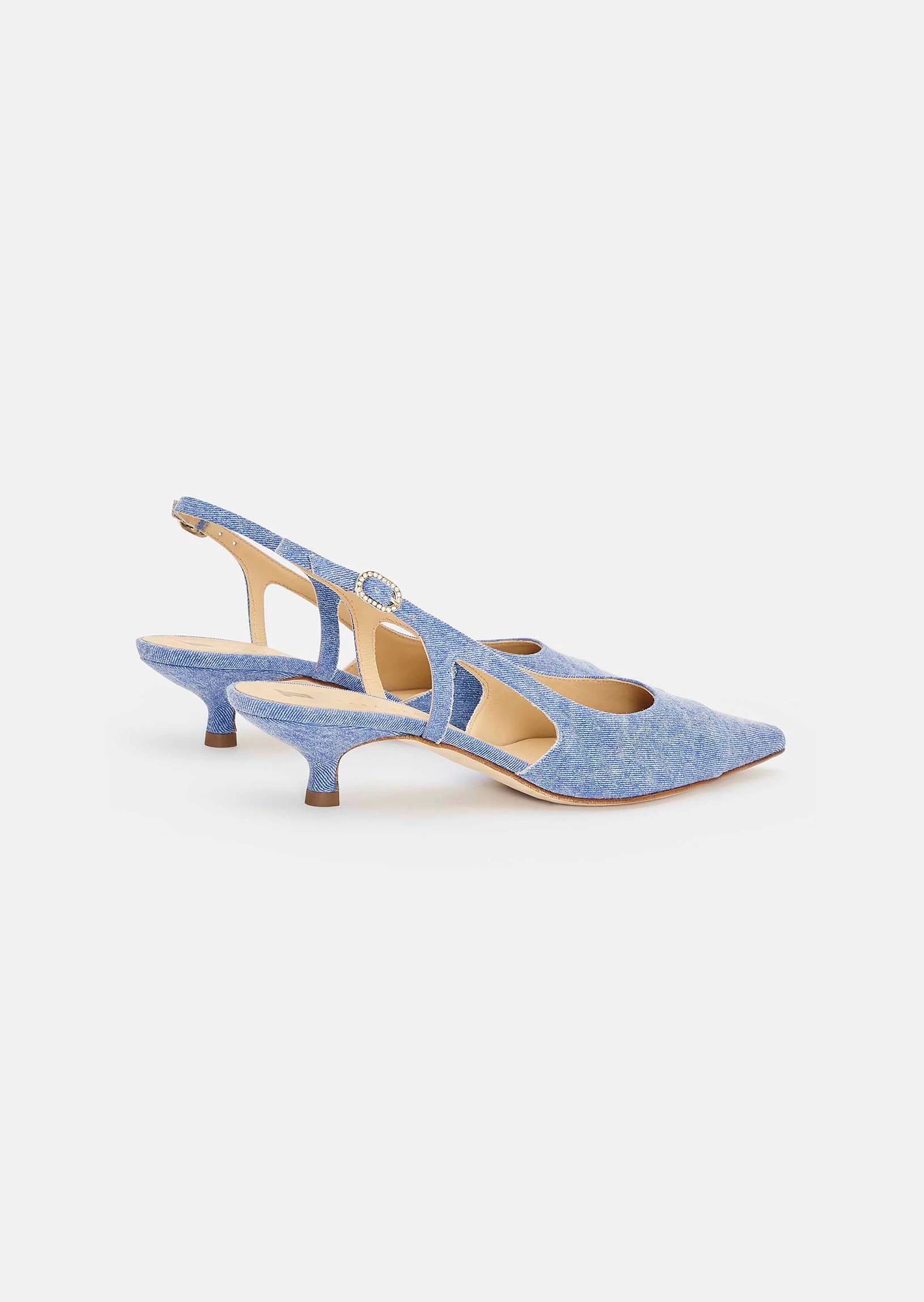 Kaia gold blue denim loafers Tara Jarmon