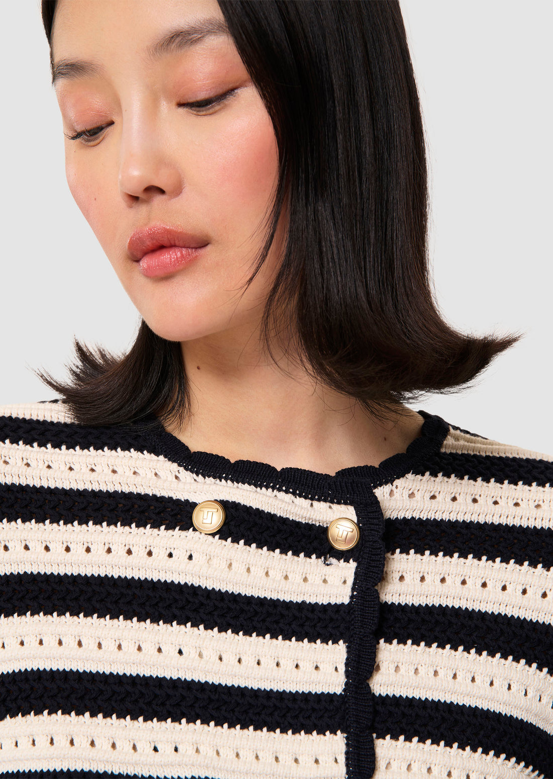 Goldie ecru midnight blue stripes cardigan