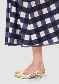 Javoue midnight blue gingham skirt Tara Jarmon