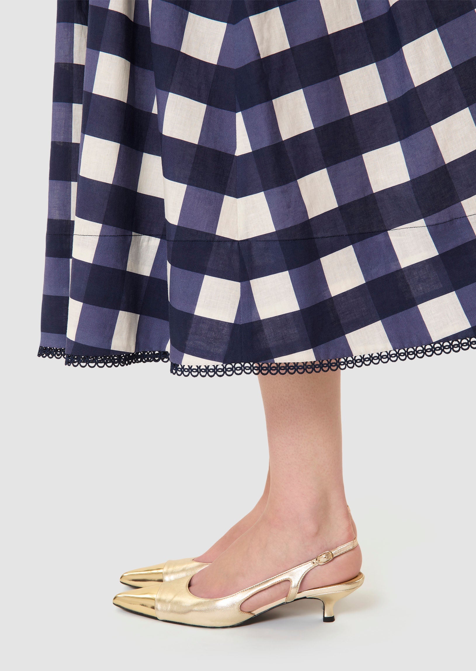 Javoue midnight blue gingham skirt Tara Jarmon