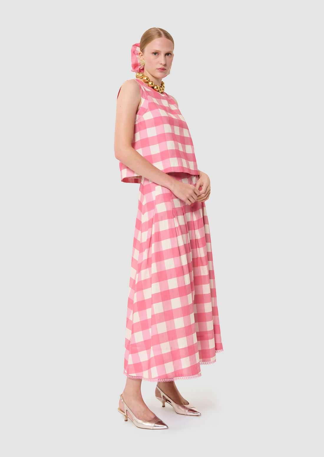 Javoue pink gingham skirt Tara Jarmon