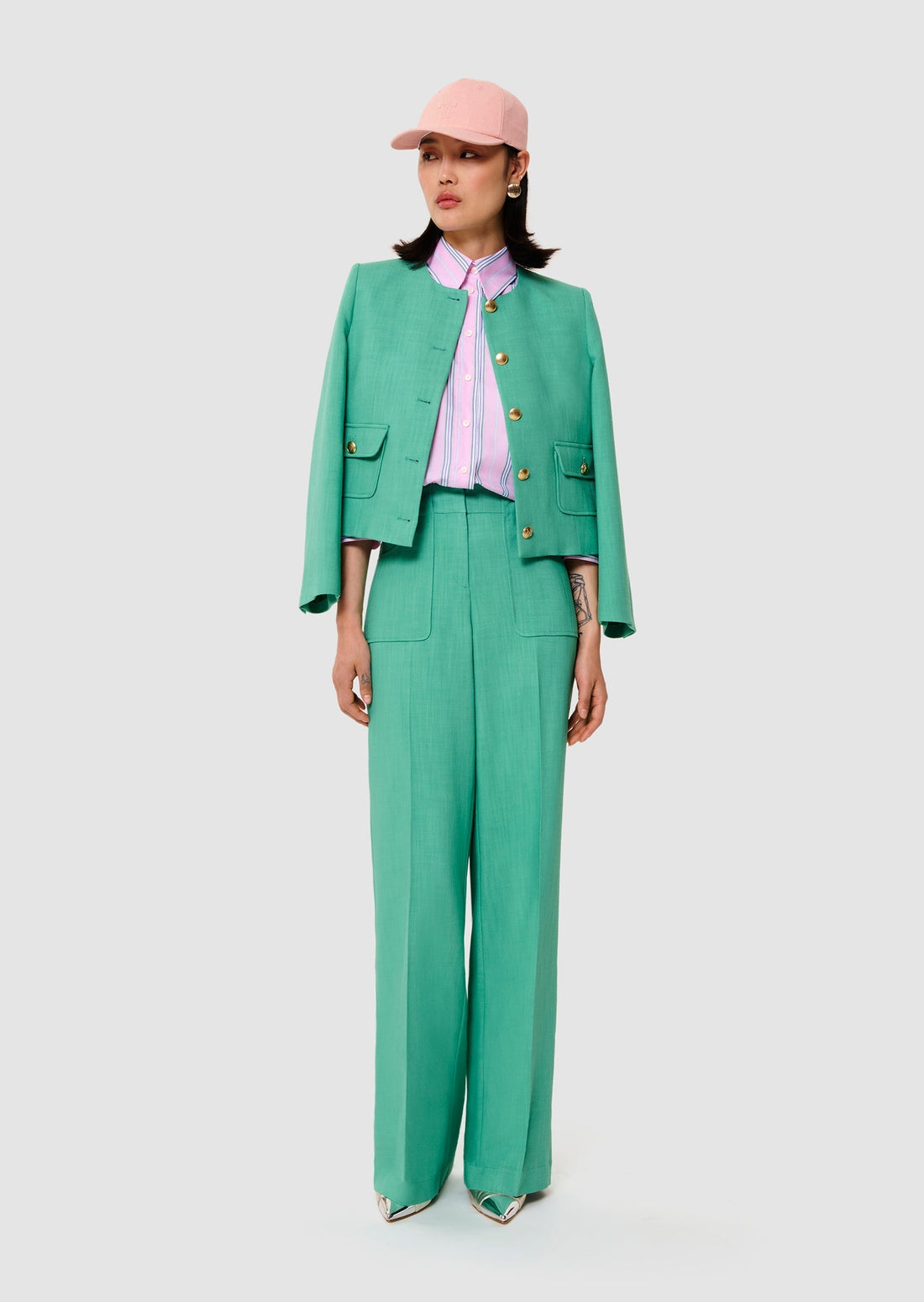 Pan green in flammed fabric Tara Jarmon