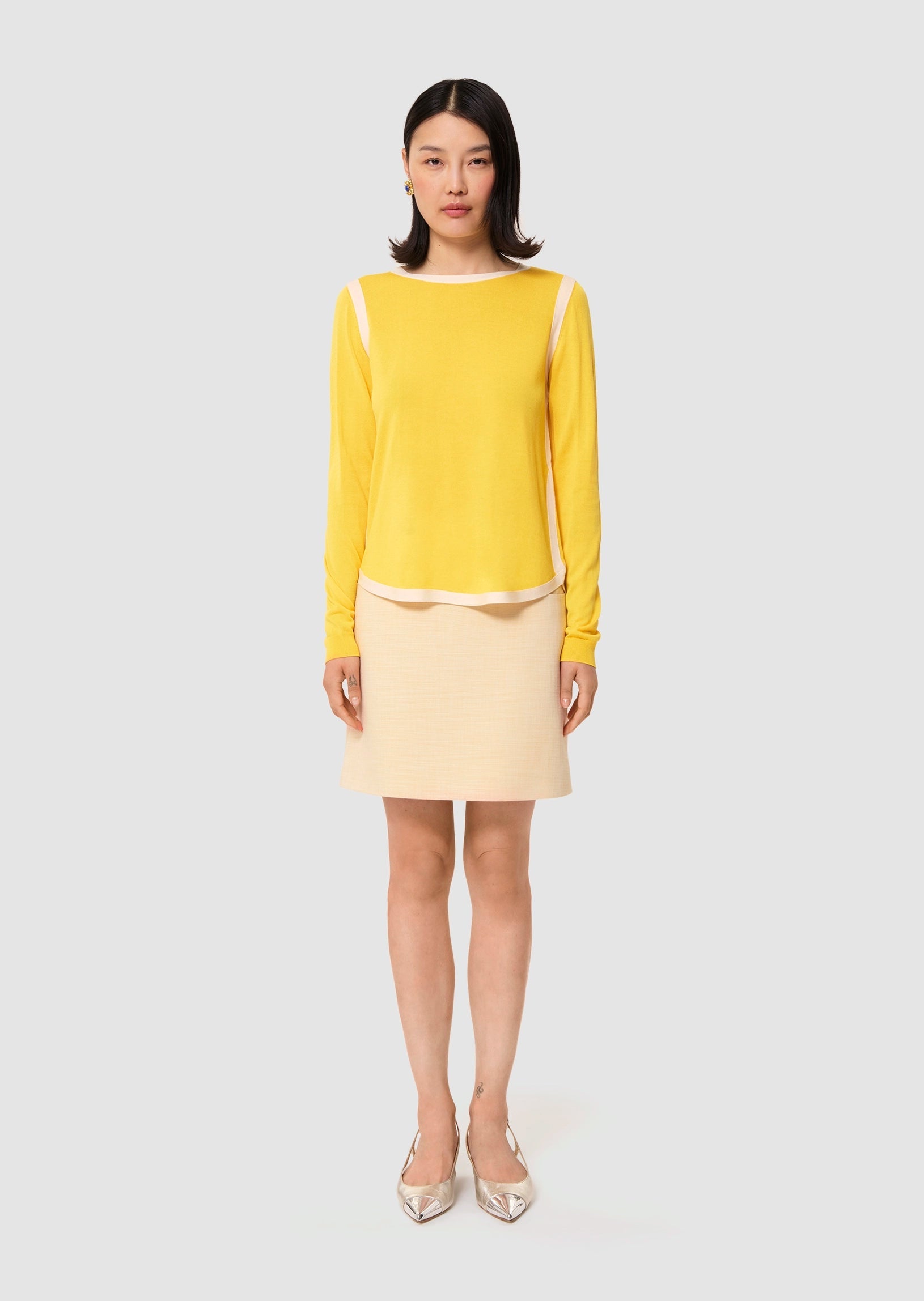 full view of Ponama yellow cotton top by Tara Jarmon Lebanon