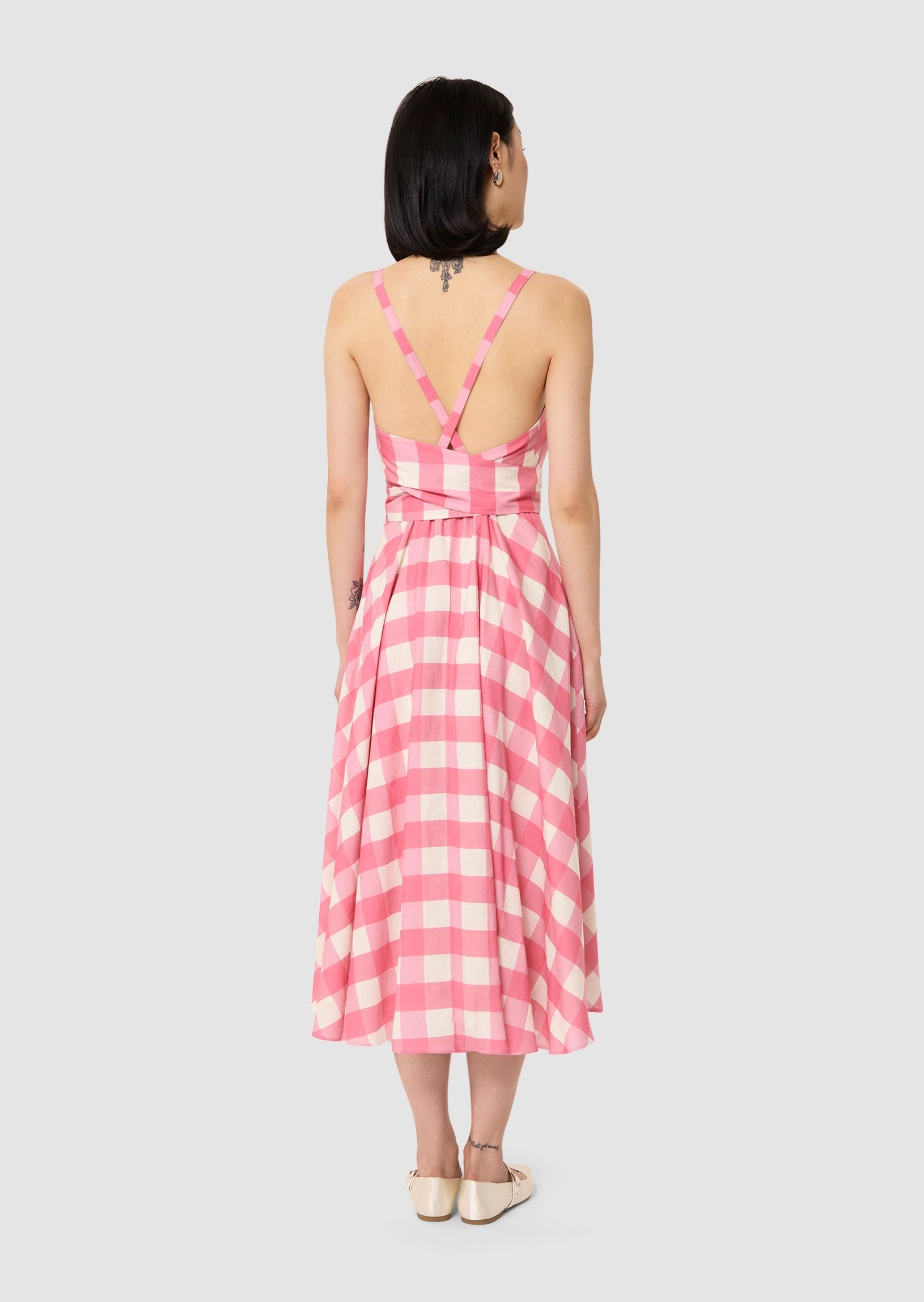 Ryveline pink gingham dress Tara Jarmon