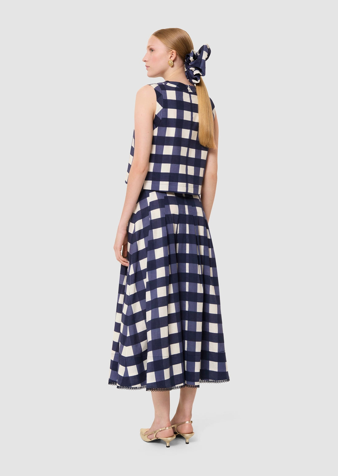 Tepee midnight blue gingham top Tara Jarmon