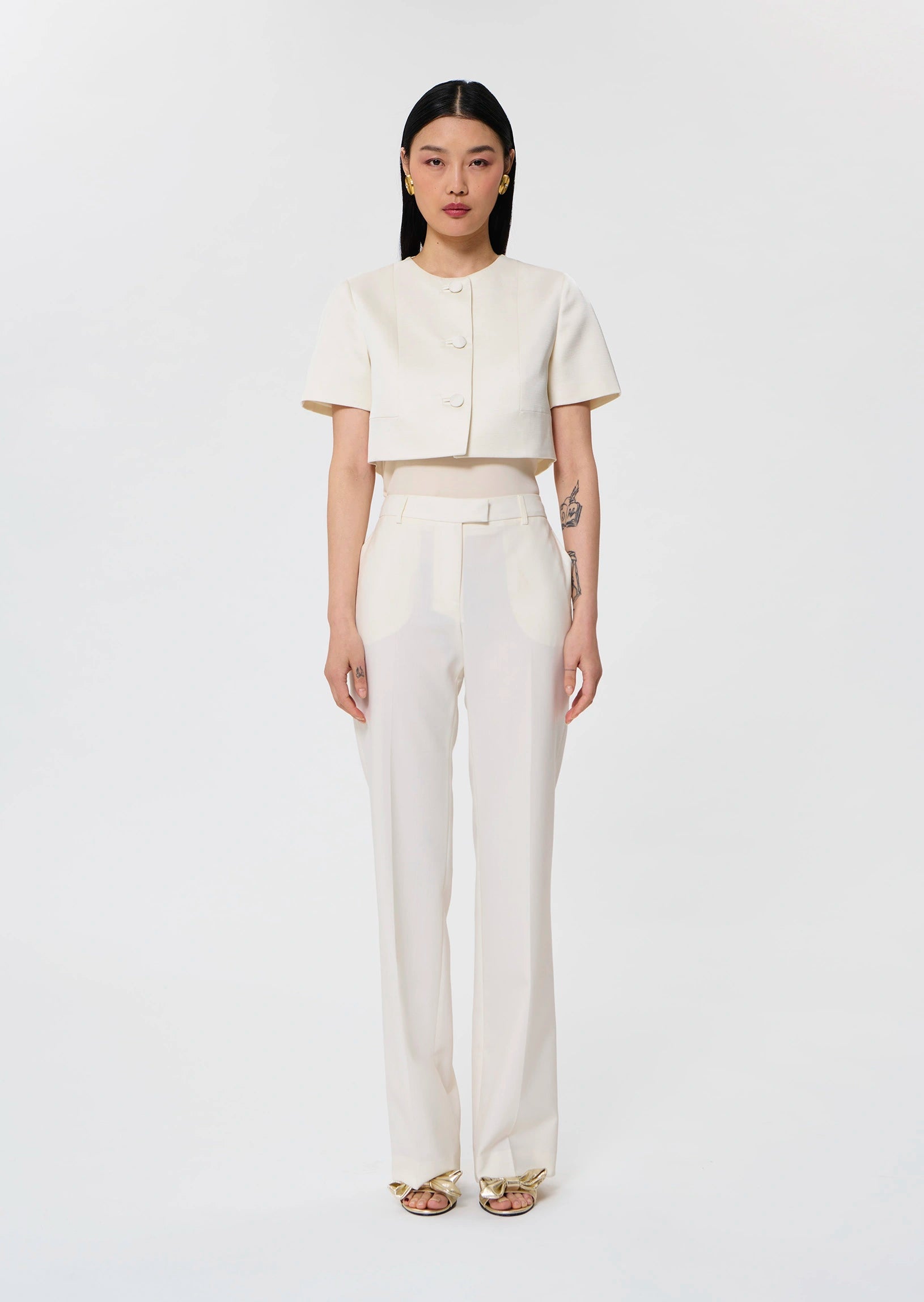 Verdi ecru satin linen jacket Tara Jarmon