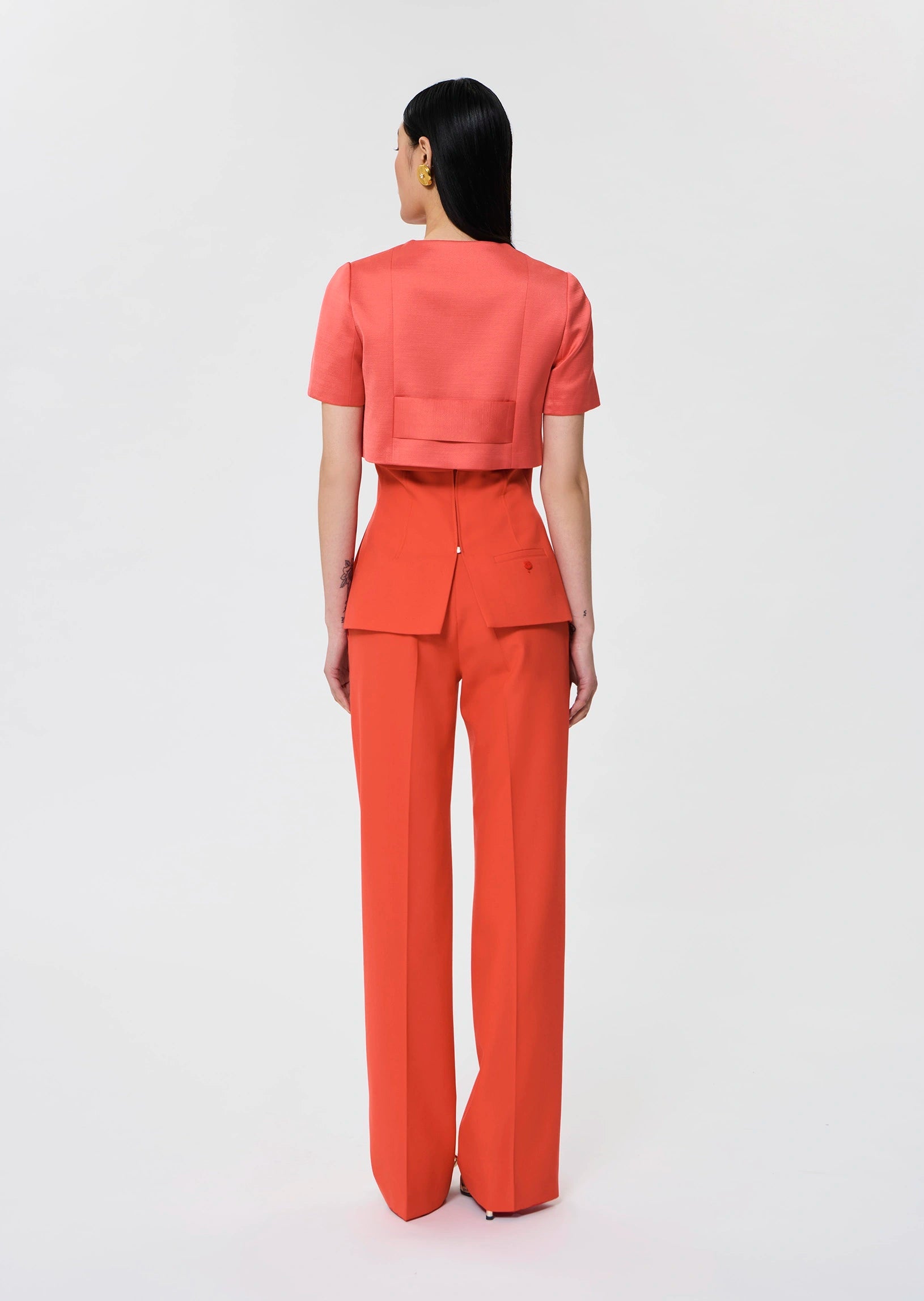 Verdi red satin linen jacket Tara Jarmon