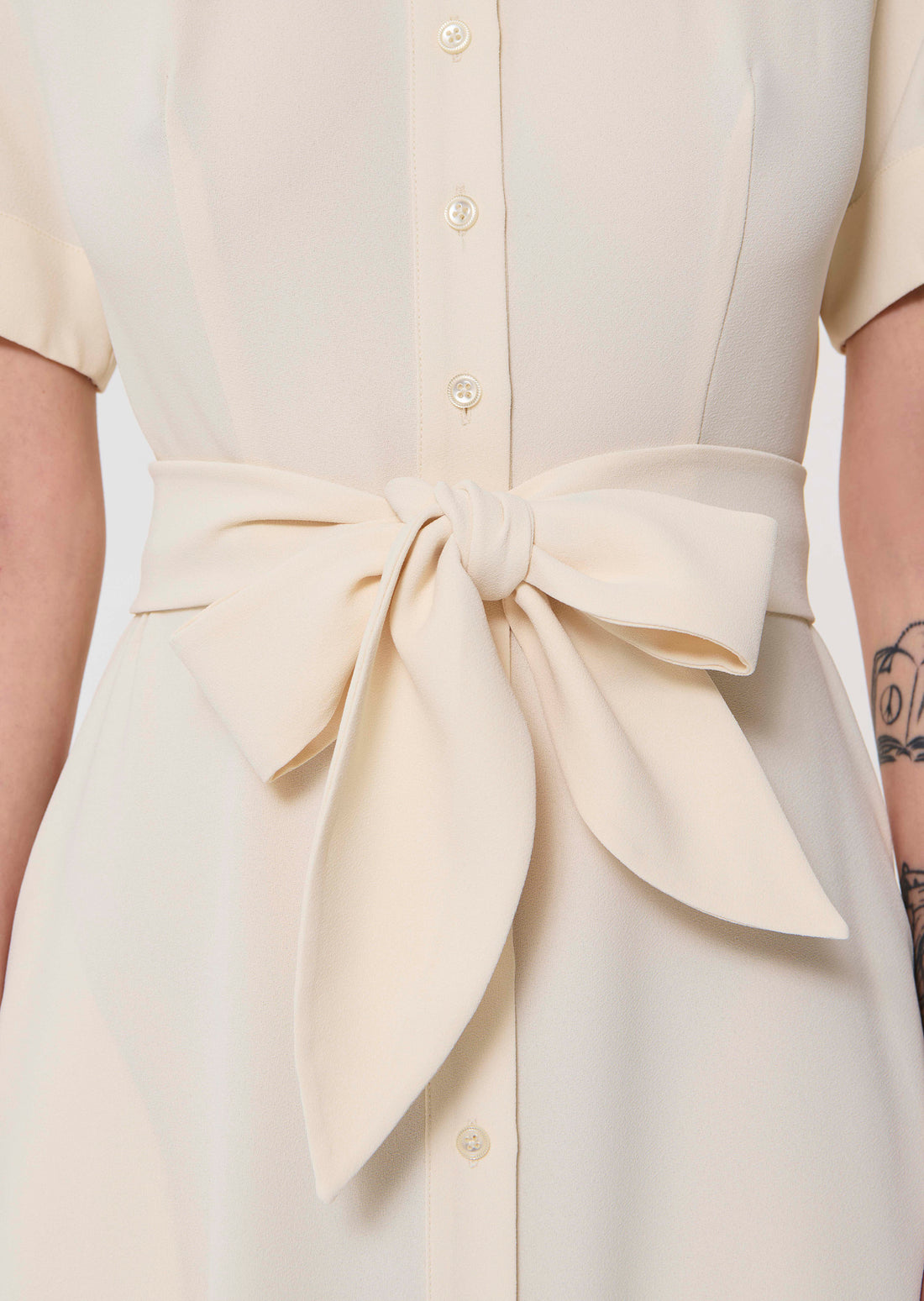 Ricochet ecru fluid crepe dress