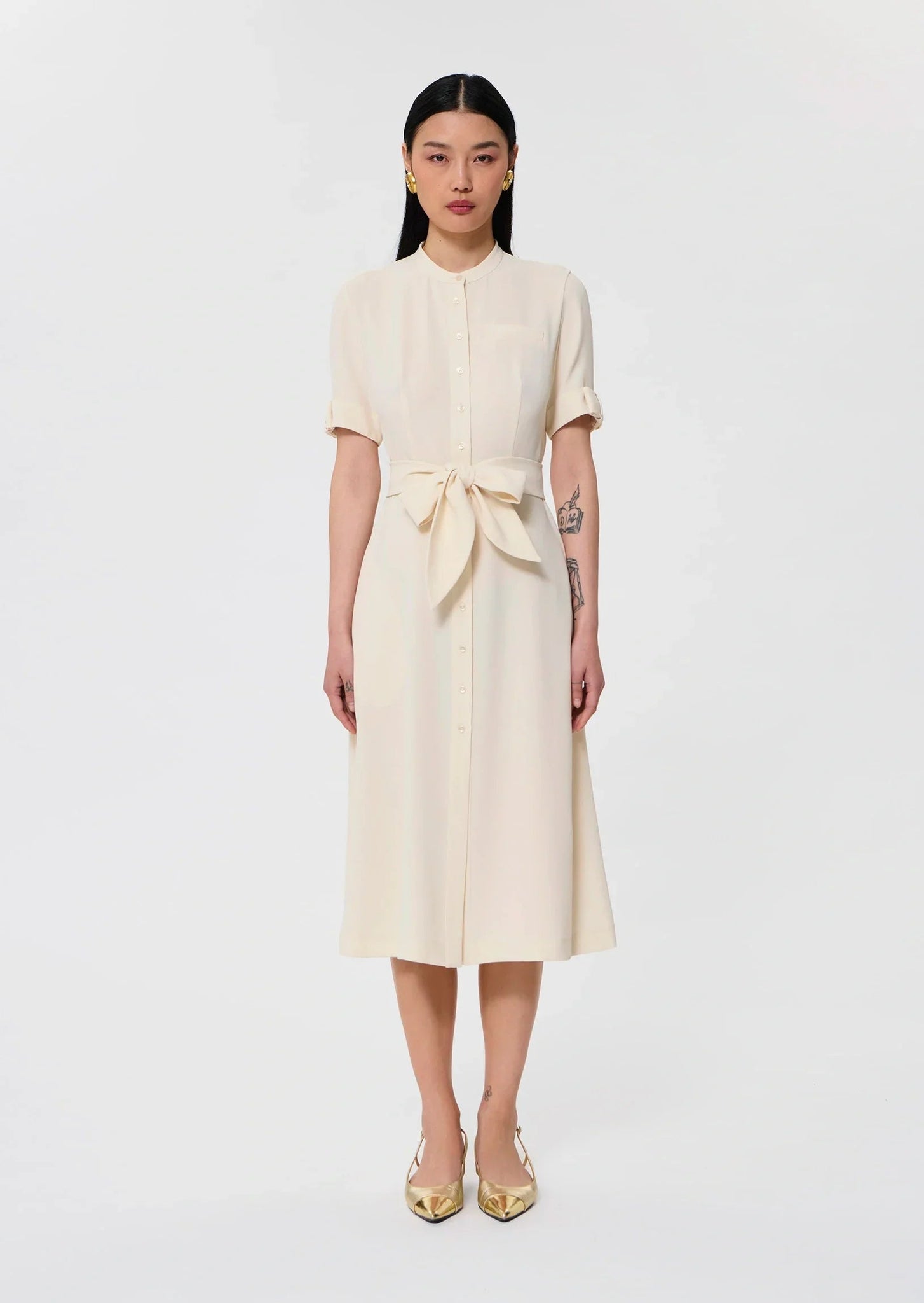 Ricochet ecru fluid crepe dress Tara Jarmon