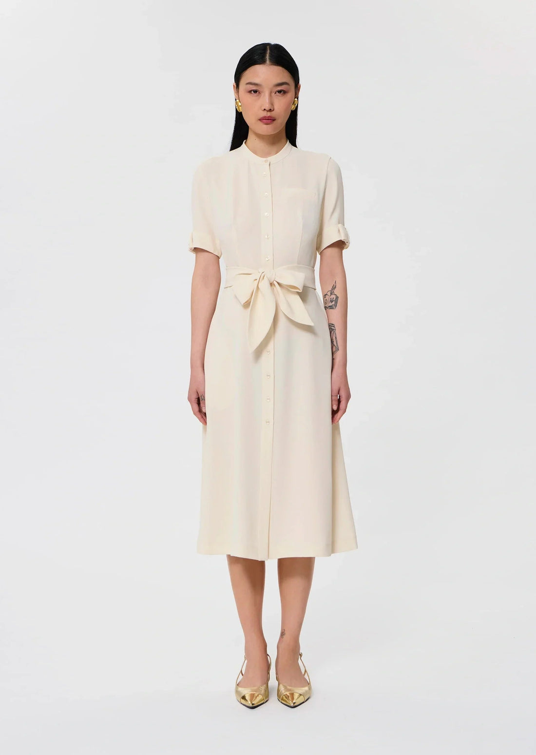 Ricochet ecru fluid crepe dress Tara Jarmon