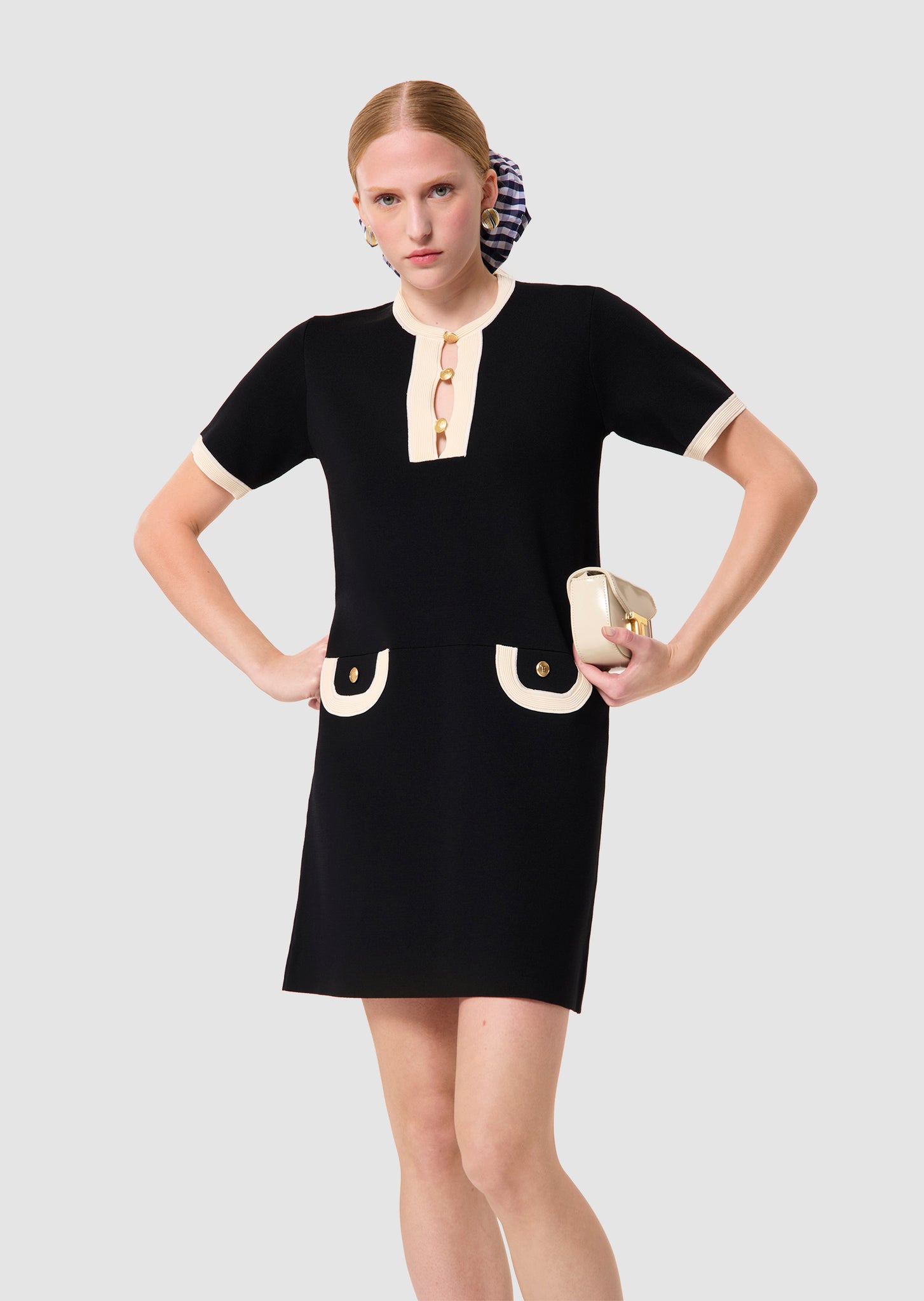 Roller midnight blue two-tone midnight blue and ecru dress