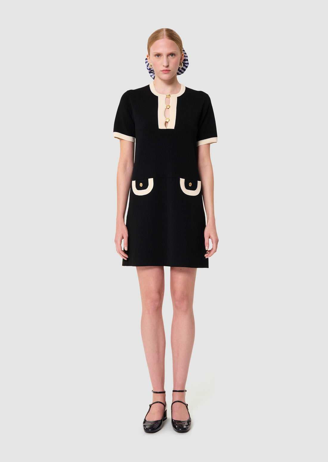 Roller midnight blue two-tone midnight blue and ecru dress Tara Jarmon