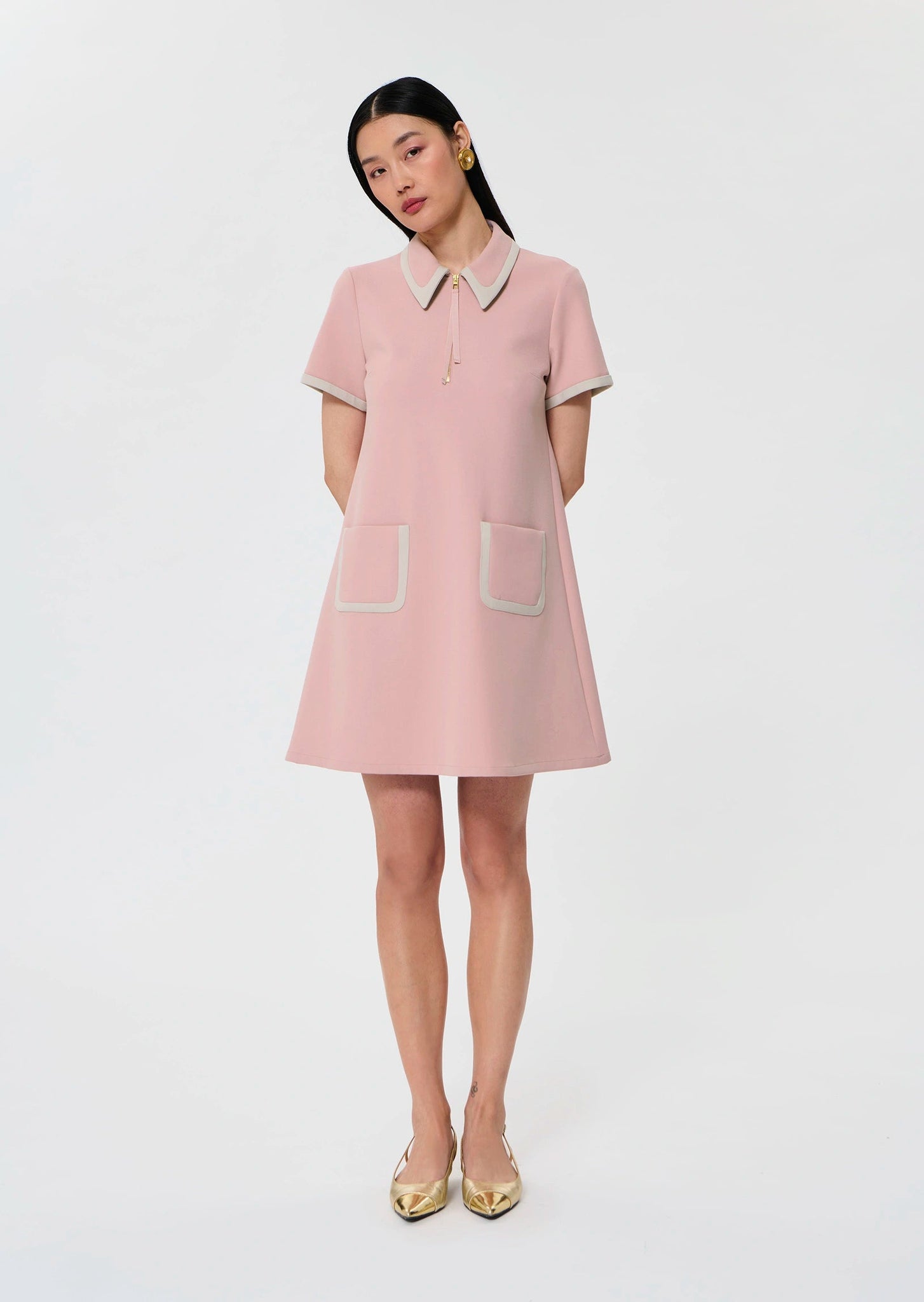 Rubina pink double canvas dress Tara Jarmon