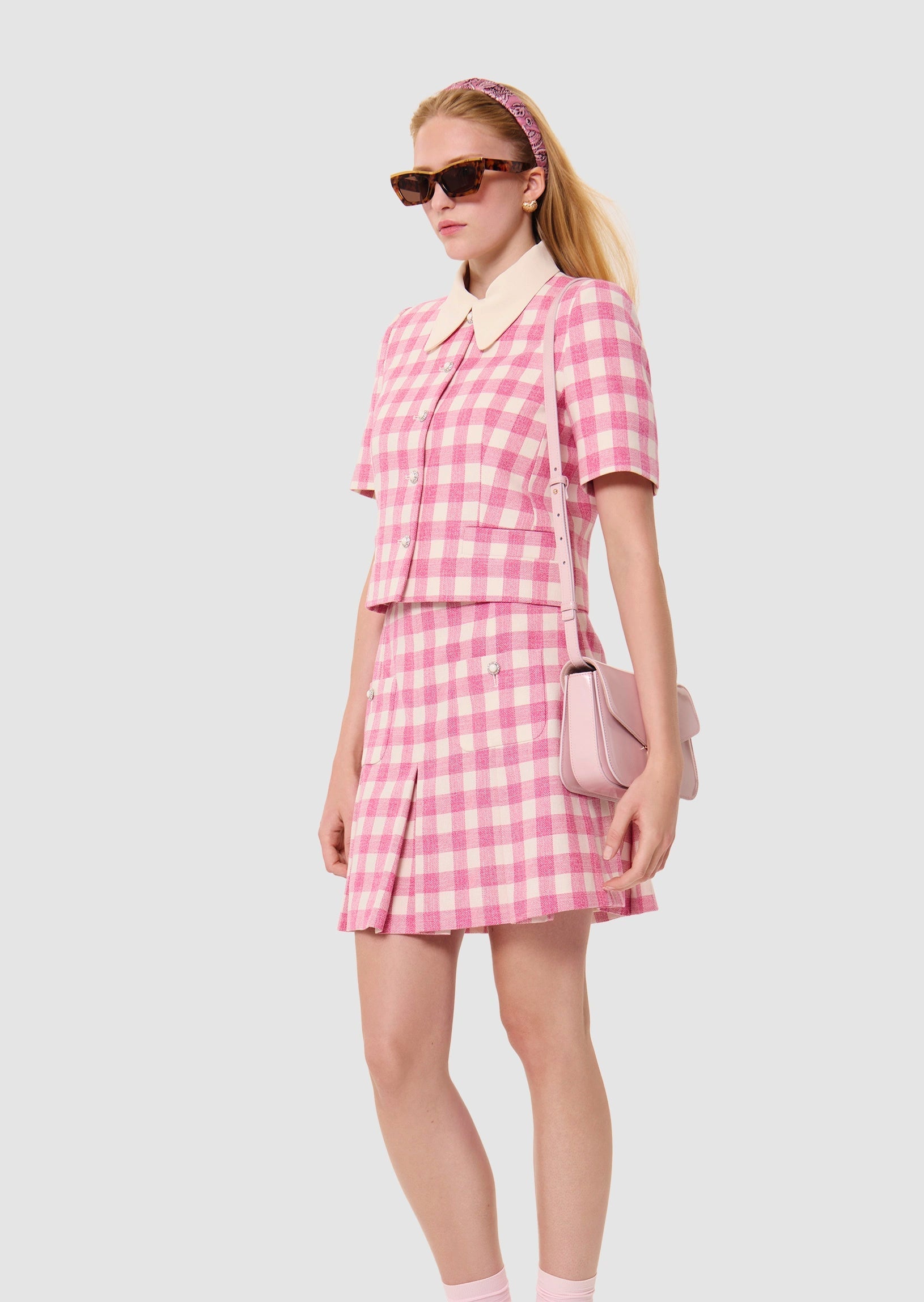 Josef pink gingham skirt Tara Jarmon